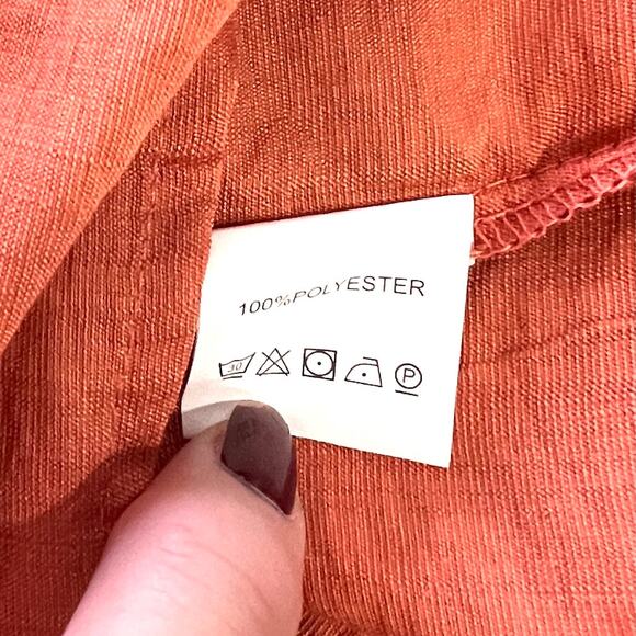 Women's M Off The Shoulder Top Burnt Orange Peasant Boho Prairie Flowy Ruffles - Picture 4 of 8